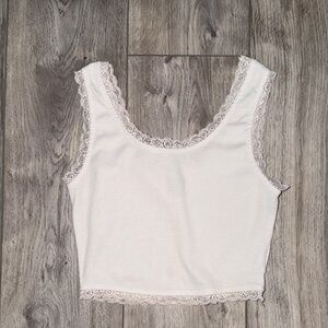 SHEIN White Lace Trim Crop Top